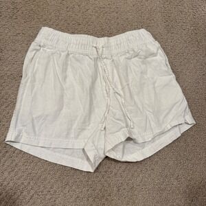 GAP‎ Womens Linen Blend Shorts Drawstring Elastic Waist White Casual Size S